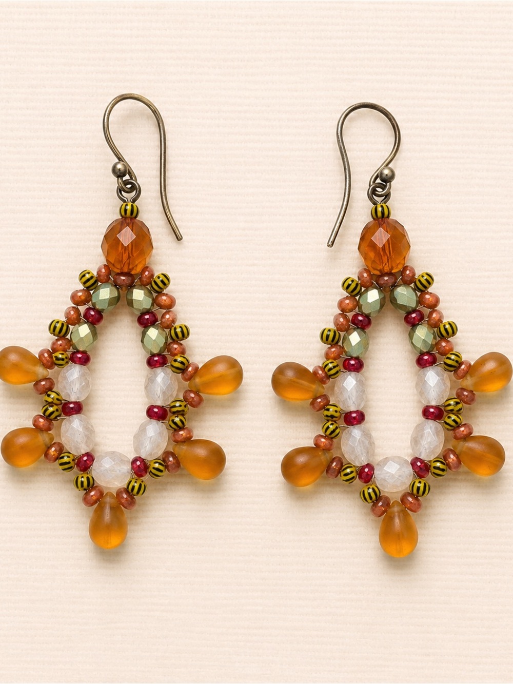 Handcrafted Amber Bead Drop Earrings - Women Jewelry